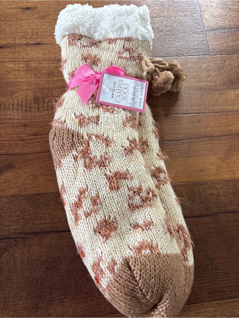 NWT Simply Southern Soft & Cozy Camper Socks Sherpa Lined Pom Poms Set